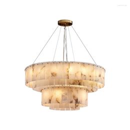 Chandeliers 2 Layer Marble Series Top Quality LED Hanging Lamps Chandelier Lighting Suspension Luminaire Lampen For Living Room