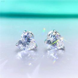 Factory Wholesale Price Luxury Heart Moissanite Earrings Women Screw Back Vvs Diamond Earrings