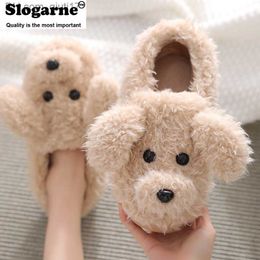 Slippers Women's cute teddy bear slider in winter Women's fur Uwabaki Women's newlyweds' cute fur fluffy slider winter warm shoes Z230805