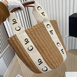 Summer Tote Bag Women Beach Straw Bags Vegetable Basket Buckets Large Capacity Vacation Woven Shoulder Handbags Luxurys Travel Totes Purses