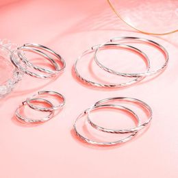 Hoop Earrings KOFSAC Silver 925 Large Circle For Women Fashion Jewellery 3cm/4cm/5cm/6cm Diameter Accessories