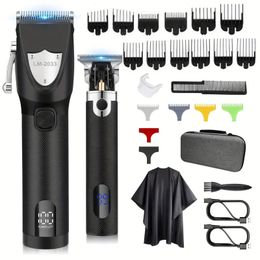 1pcs Hair Clippers Cordless Hair Trimmer Electric Barber Clippers Zero Gapped Trimmer Professional Beard Trimmer Rechargeable Hair Cutting Kit