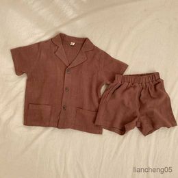 Clothing Sets Baby Boy Girl Clothes Sets Shirt+Short Summer Infant Toddler Child Homesuit Button Short Sleeve Baby Clothes 1-7Y R230824