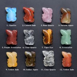 Natural Stone Carving 1 inch little lizard Crafts Ornaments Rose Quartz Crystal Healing Agate Animal Decoration