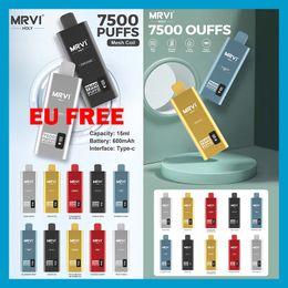 Original Mrvi Holy 7500 Puffs Disposable Vape Pen E Cigarette Device With 600mAh Battery 15ml Pod Prefilled Catridge rechargeable EU FREE vs Screen Display