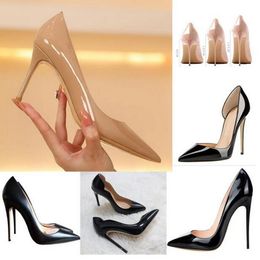 Pink Red Sexy Brand Womens Pumps Red Bottoms Pointed Toe High Heel Shoes Black 8cm 10cm 12cm Shallow Pumps Wedding Shoes Plus 46 Shiny Red Sole Stiletto Dress Shoe