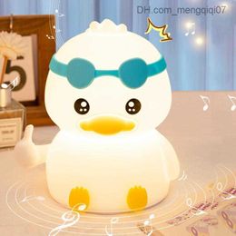 Lamps Shades Night Lights Silicone Duck Bedside Light 3-Gear Dimmable 1200mAh Baby Sleep Lamp Built-in Music Timer Shutdown Power Display For Kids Room Z230805