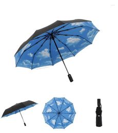 Umbrellas Auto Umbrella 10 Bone Windproof Sunscreen Anti-ultraviolet Men And Women Sunny Rain Automatic Double Fabric Travel