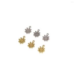Charms 10pcs Stainless Steel Shiny Mini Flowers Pendant DIY Handcraft Waterproof Women's Fashion Jewellery Accessory