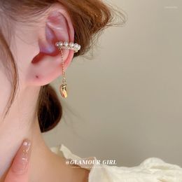 Backs Earrings Pearl Ear Clips For Women French Temperament Tassel Chain Cuff No Piercing Earring Korean Jewelry Bone Clip