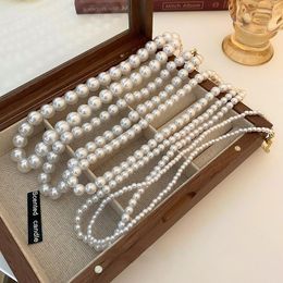 Choker Trend Elegant Wedding Jewellery French Retro Large Pearl Necklace For Women Simple Versatile White Imitation