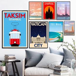 Travel Landscape Canvas Painting Taksim Tel Aviv Toronto Vatican Landmark Posters And Prints Wall Art Picture Abstract Living Room Home Decor Quadro w06