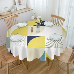 Table Cloth Color Frame Medieval Arrangement Waterproof Tablecloth Decoration Round Cover For Kitchen Wedding Home Dining Room