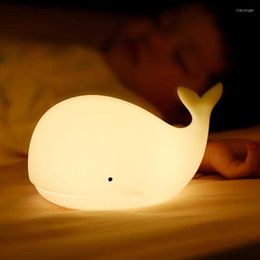 Lamps Shades Night Lights 7 Colours Whale Shape LED Light Baby Room Decoration Bedside Soft Silicone Touch Lamp Cute Gift For Child Z230805