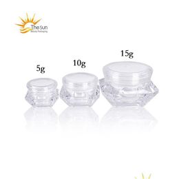 Packing Bottles Wholesale 5G 10G 15G Empty Cosmetic Bottle Sample Skin Care Cream Jar Pot Diamond Shape Cosmetics Container Drop Deliv Dhcjf