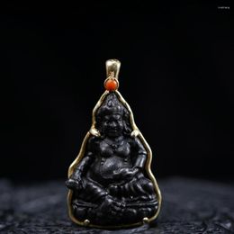 Pendant Necklaces SO Tibetan Heavenly Iron Armor Wrapped With Copper Edge Yellow God Of Wealth Carrying Tibet