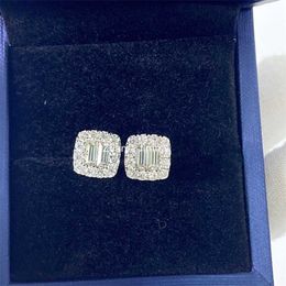 Customised Ready to Ship 10k 14k 18k Real Solid Gold Baguette Moissanite Loose Stud Earrings Man