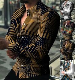 Men's Casual Shirts Light Luxury Fashion Shirt Single Breasted Pattern Printed Long Sleeved Tops Clothing Prom Cardigan S-4XL