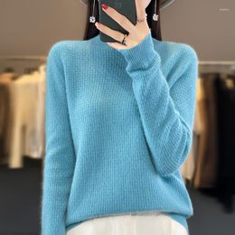 Women's Sweaters Wool Cashmere Sweater Half High Collar Pullover Casual Knitted Top Autumn/Winter Jacket Korean Fashion