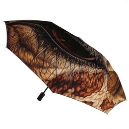 Umbrellas Giraffe 3 Fold Auto Umbrella Animal Eyes Wind Resistant Carbon Fiber Frame Ligthweight For Men Women