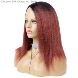 Synthetic Wigs Synthetic Yaki hair clip naturally soft African twisted straight wig black 350 Colours non adhesive fluffy wig suitable for women Z230805