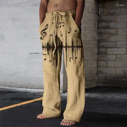 Men's Pants Work Men Loose Fit Elastic Waist Wide Leg Drawstring Jogger Boho Print Hawaiian Beach Yoga Pant Trouser