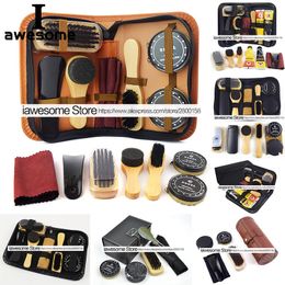 Shoe Parts Accessories Professional Shoes Care Kit Portable For Boots Sneakers Cleaning Set Polish Brush horn Shine Polishing Tool Leather 230804