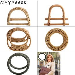 Bag Parts Accessories 1510Pairs Round Rattan Woven Handles For Purse Handbag Shoulder Double Loop Portable Bags DIY Sewing 230804