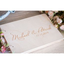 Other Event Party Supplies Personalized Wedding Guest Book Wedding Po Album Gift Custom Bride Groom Wooden Kraft Guest Book 230804