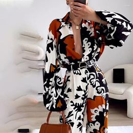 Women's Two Piece Pants Vacation Outfits Y2K INS Long Sleeve Button Shirt Top Loose Suit Tracksuit Autumn Print Set For Women 2023