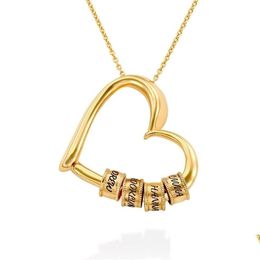 Headpieces Personalized Heart Necklaces Women Jewelry Custom Gold Plated 17 Beads Name Pendants Mothers Day Gift 220716 Drop Delivery Dhqwi