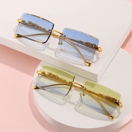 Sunglasses 2023 Personalised Leopard Frame Women Men Rimless Sqaure Sun Glasses Alloy Rectangle Eyewear Outdoor Eyeglasses