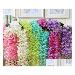 Decorative Flowers Wreaths Artificial Ivy Silk Flower Wisteria Vine Rattan For Centerpieces Decorations Bouquet Garland Home Ornamen Dhunk