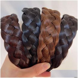 Headbands Twist Wig For Women Wide Fishbone Braids Hairbands Handmade Head Hoop Hair Styling Headwear Accessories Gift Drop Delivery J Dhsiz