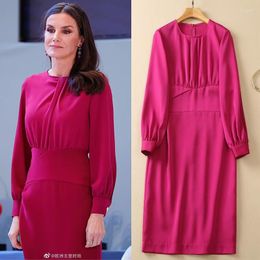 Casual Dresses 2023 Spring Formal Dress O Neck Puff Sleeve Elegant Office Ladies Clothes Fashion Zipper Slim Pencil