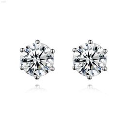 Simple Design 1 Carat Def Round Moissanite 18k White Gold Earrings