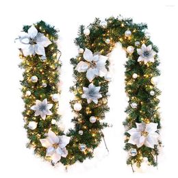 Decorative Flowers 2.7M Christmas Wreath Without LED Light Xmas Decorations Home Garden Office Porch Front Door Hanging Garland Year Decor