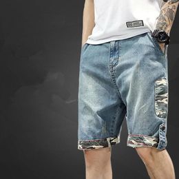 Men's Jeans Big Size Summer Men Patch Denim Shorts Fashion Casual Stretch Slim Blue Short Male