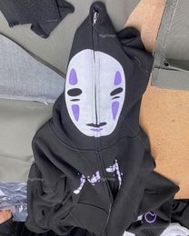 Men's Hoodies Sweatshirts Harajuku Hoodie No Face Man Anime Print Loose Zip Oversized Streetwear Y2k Couple Tops Plus Size Korean Version Men Clothing 230804