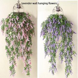 Decorative Flowers 1PC Lavender Artificial Flower Plastic Simulation Fake Wall Hanging Plant Wedding Garden Outdoor Party Home Decoration