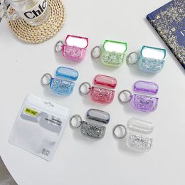 Pro2 Bling Foil Sequin Soft TPU Cases For Airpods Pro 2 Air pods 3 1 2 Fashion Air Pod Airpod Clear Silver Confetti Earphone Accessories Protector Cover With Keychain