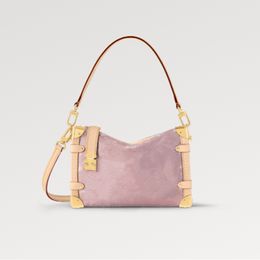 Explosion Women's Shoulder bag Side Trunk M22842 handbag canvas jacquard romantic pink Rose pearlescent gleaming Zip closure side S-lock Luxury Designer with box