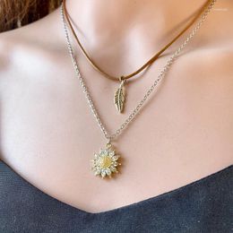 Chains European And American Style Western Cowboy Sun Flower Necklace Ethnic Personality Cross Feather Jewellery