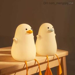 Lamps Shades Night Lights Cute Duck Rechargeable Patting Switch Creative Led Lamp Baby Child Decoration Home Bedroom Bedside Table Lamps Z230805