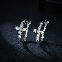 2023 Icy Bling Luxury Jewellery Iced Out Diamond S925 Cross Earring Sterling Silver Vermeil Moissanite Stud Earrings