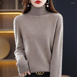Women's Sweaters Pure Wool Turtleneck Pullover Autumn Winter Keep Warm Cashmere Sweater Woman Casual Knitted Soft Female Jacket Korean Tops
