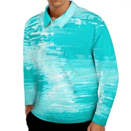 Men's Polos Bright Brush Print Polo Shirt Autumn Abstract Art Casual Long Sleeve Collar Cool Custom Oversize T-Shirts