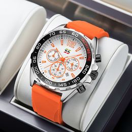 Wristwatches Fashion Chronograph Men Watches Top Brand Luxury Silicone Band Sport Wristwatch Business Quartz Clock Waterproof Montre Homme 230804