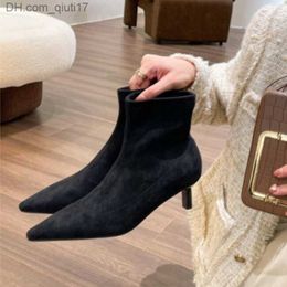 Boots Pointed Elastic Thin Boots Women's Autumn Cat Boots 2022 Wool Autumn and Winter New Women's Shoes Socks Boots Short Boots Z230805