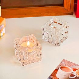 Candle Holders Transparent Glass Holder Bar Candlestick Wedding Dinner Table Centerpiece Nordic Desktop Storage Box Home Decor